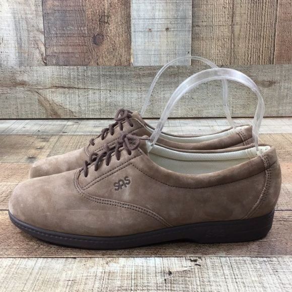 SAS Tan Leather Lace Up Walking Shoes Comfort - Picture 5 of 10